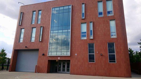 Back entrance to the Back of the Yards College Preparatory HS at 48th St. and Hoyne Ave.