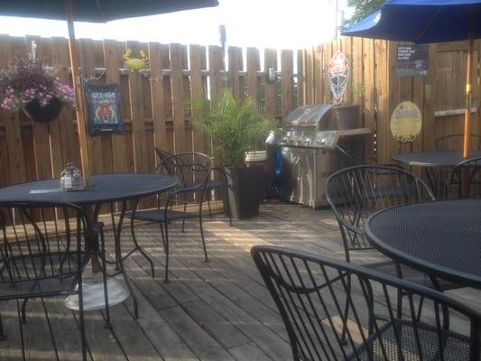 Weather permitting, you can sit upstairs out on the deck.  A little island music playing sets the mood.