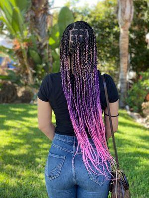 Knotless Box Braids (Ombré Purple to Pink)