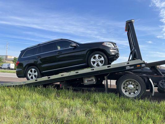 Vehicle being towed.