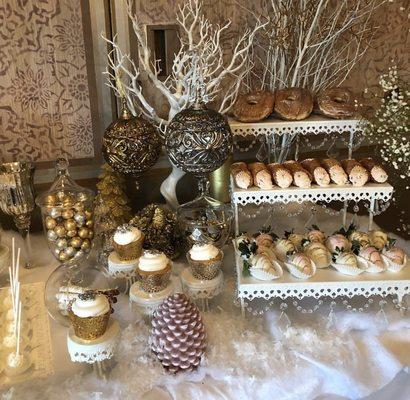 Winter Wonderland Dessert Table Closeup
 @L'Escale