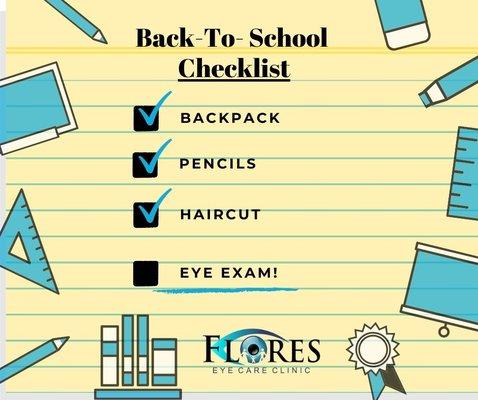 Whether your learning at home or at school, seeing your best is the first step to good grades! Come SEE US at Flores Eye Care Clinic