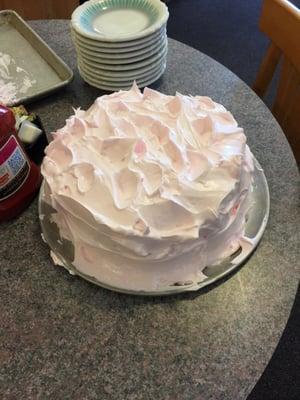 Homemade angel food cake from scratch.