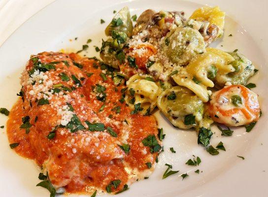 Crepe and tortellini appetizer