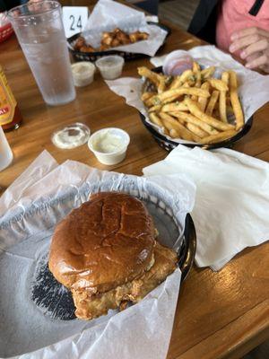 Halibut Sandwhich and Garlic Fries