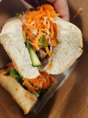 Classic bahn mi, side view