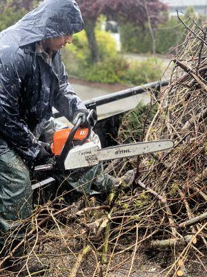 Landscaping debri cutting