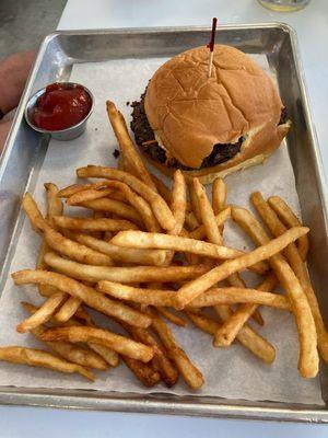 Bahn Mi Black Bean sandwich and batter fries