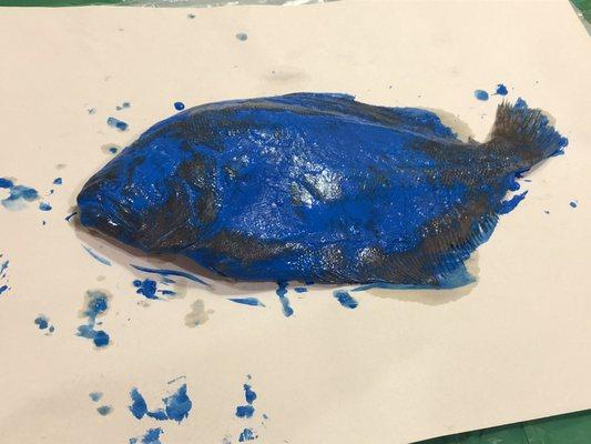 4/28/19. Artbreak! The largest student arts festival in the southern US! Gyotaku Japanese Fish Prints made with real Flounder from Farmer's!