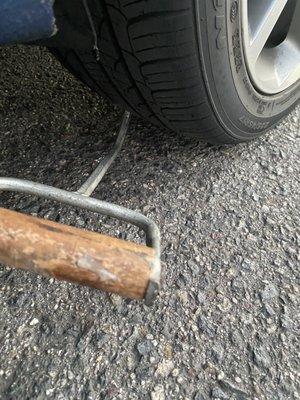 An random ice pick in my tire after a night parked at an LA meter.