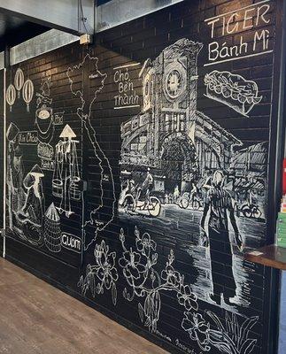 Mural in restaurant