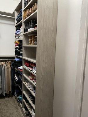 Master bedroom closet - shoe and shelve system