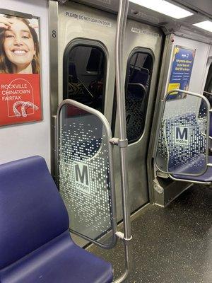 Inside subway train