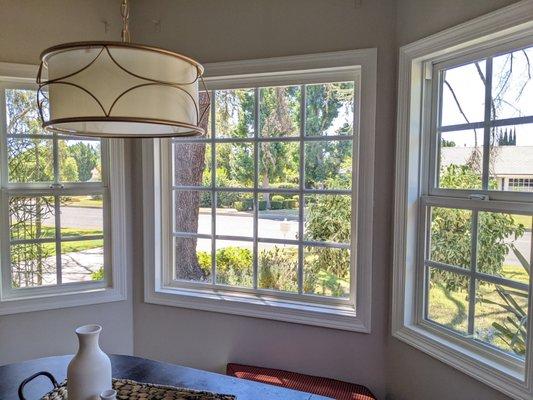 Molding and trim added to bay windows