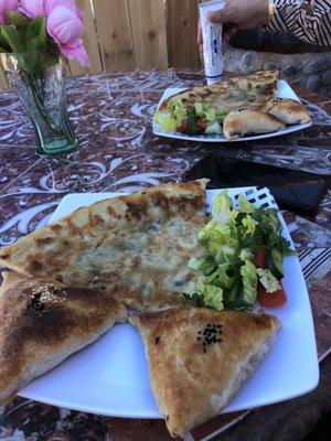 Samosa and bolani with salad