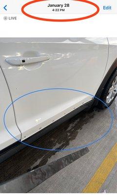 The trim that was ripped off of the front passenger door of my 2019 Hyundai Tucson.