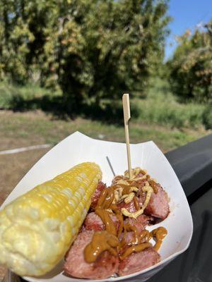 Molinari Sausage and corn. Delicious!!