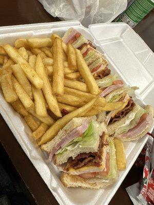 Club Sandwich with fries...