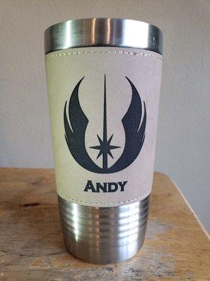 Custom leatherette tumbler for a Jedi