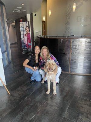 Dr. Bailey, Clover, and a happy patient