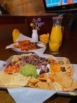 Beef Nachos Dinner and wings