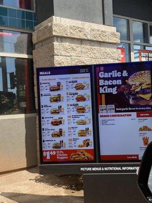 Drive thru menu