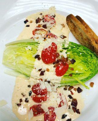 Bacon, Lettuces, Tomatoes Salad with Sriracha Ranch.