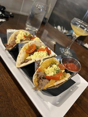 Steak and egg breakfast tacos