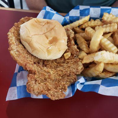 Indiana sized tenderloin sandwich