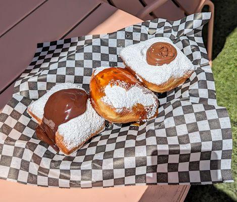 From left to right: chocolate, caramel, and Nutella