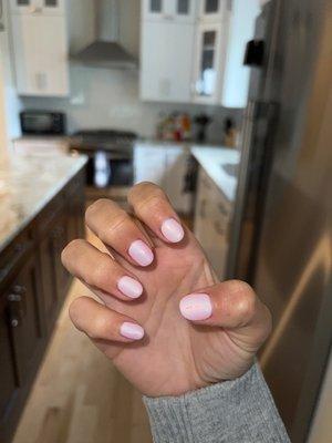 Light pink polish with chrome