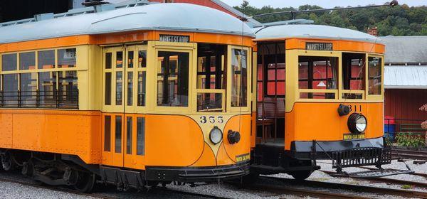 Johnstown cars 355 and 311 side by side as they were in Johnstown back in operations prior to 1960