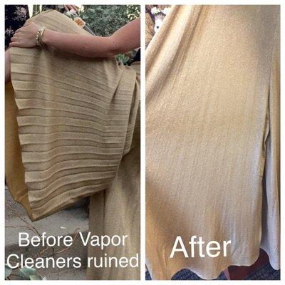 I asked for the pleats to look crisp, Vapor took them out and then lied and said they came in like the picture on the right