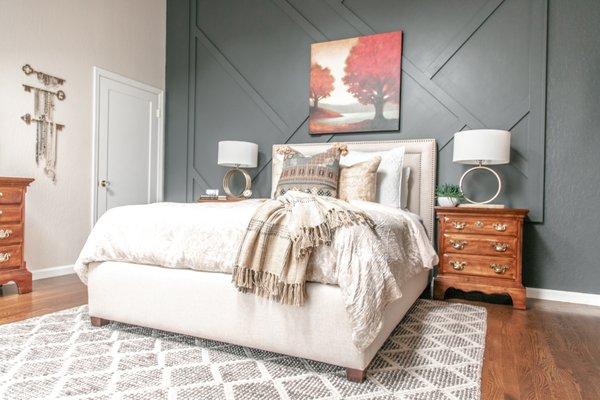 Residential Project: Primary Bedroom Refresh with Feature Wall in Benicia, CA