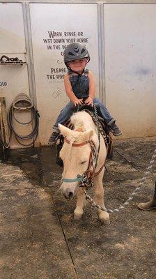 He loves his pony rides with Bri!