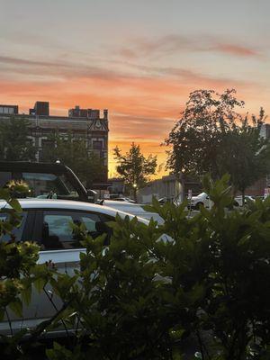 sunset from Alleycat's outside seating area