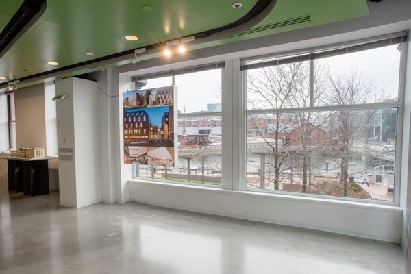 Channel Gallery overlooking Fort Point Channel + Congress Street