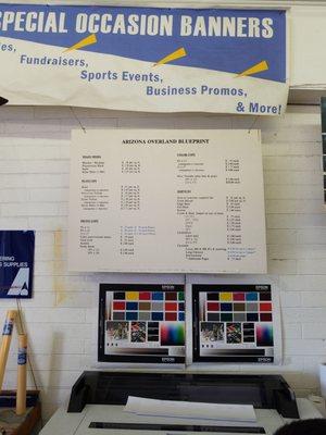 Price list for graphic production -  full service post office in SW corner.