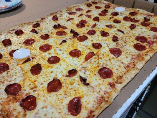 24 cut extra pepperoni and extra cheese