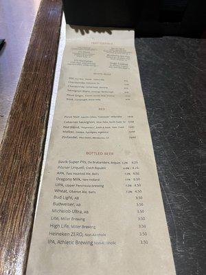 Wine list