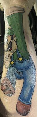 Luigi forearm tattoo from Rick at Only Skin Deep in Vallejo