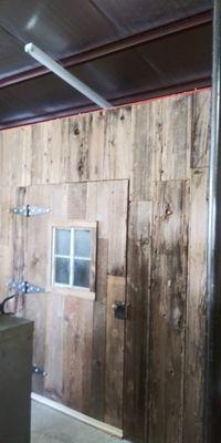 We put cedar on the wall for a customer. It came out great. Very rustic look