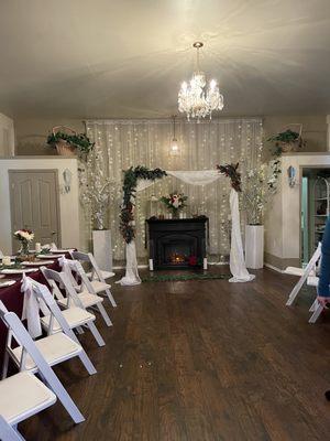 Back of the room in which the ceremony was held.