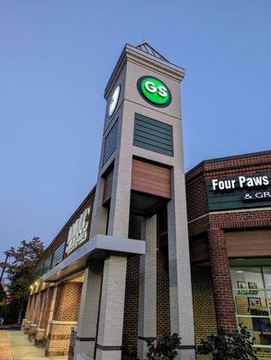 Thai Palace is located in the Glenwood Square shopping center in Chapel Hill on 54 near 15-501. Pictured here is the clock tower outside.