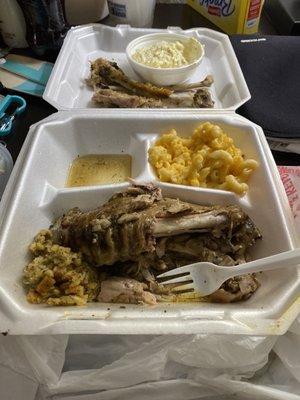 Turkey wings mac n cheese and potato salad