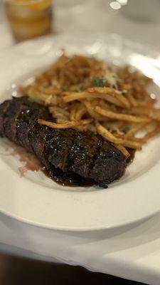 Butcher Steak, sauce is soooo good!  Check out the Truffle Fries, great match!