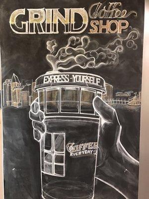 Grind Coffee Shop Chalk art work