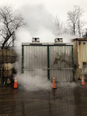 One of the RMC firewood kilns hard at work