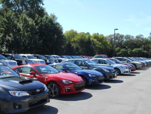 Lineup of new Subaru and GMC vehicles