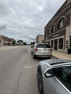 Parking on street or across street in lot.